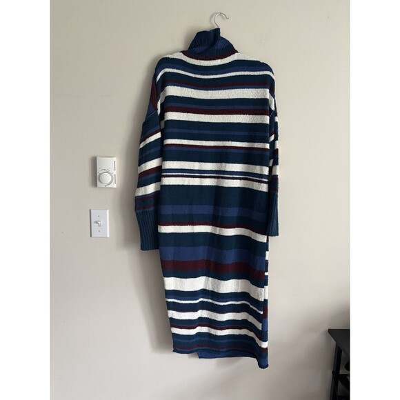 Free People Atlas Swearer Dress Pullover Small Blue White Maroon Side Slit‎ Boho - Picture 8 of 8